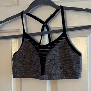 Beyond Yoga Gray Strappy Sports Bra